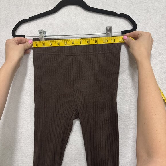 James Street Co Pants Womens Small Brown Ribbed Flare Split Hem Tencel Spandex - Picture 3 of 9
